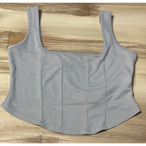 NWT PrettyLittleThing Square Neckline Tank Top Gray Size 14 - Picture 5 of 6